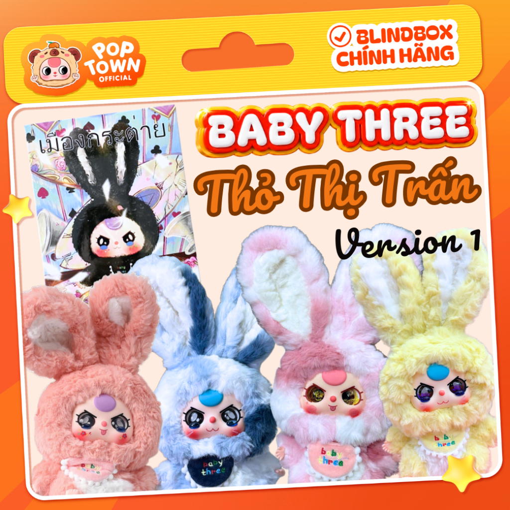 [HỎA TỐC] BABY THREE THỎ THỊ TRẤN V1- Lily Rabbit Town - Blindbox chính hãng, gấu bông, quà tặng, mó