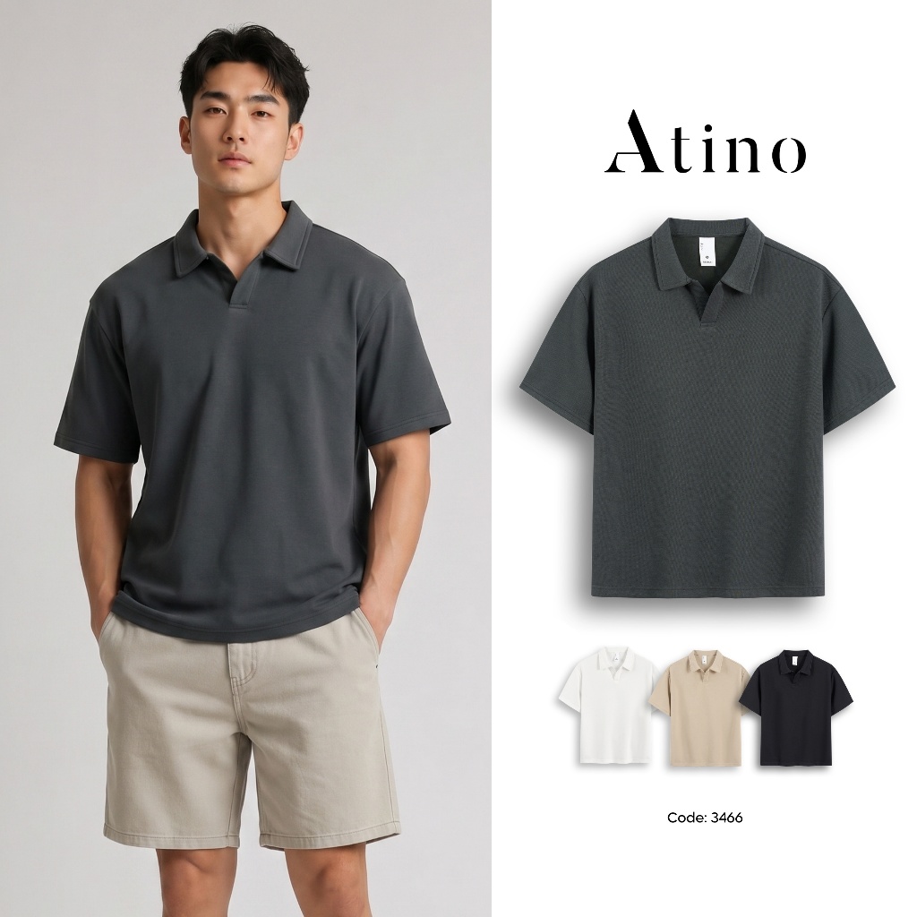 Áo Polo Nam ATINO Basic Đẹp Chất Cotton Thoáng Mát Cao Cấp Tay Ngắn Trẻ Trung L.5.3466