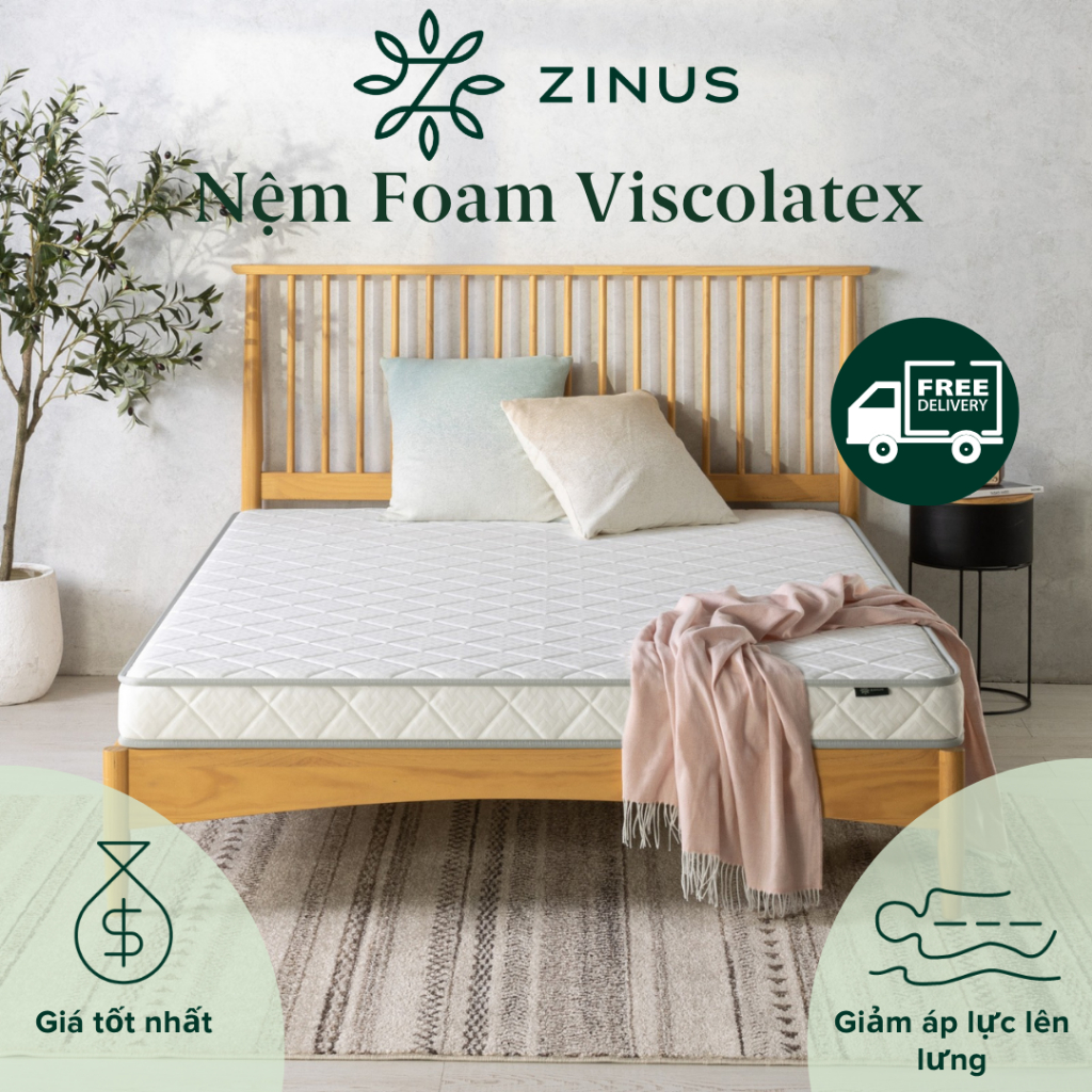 Nệm Foam Viscolatex Zinus 12cm phù hợp cho phòng trọ - 5in Foam Viscolatex Mattress Zinus