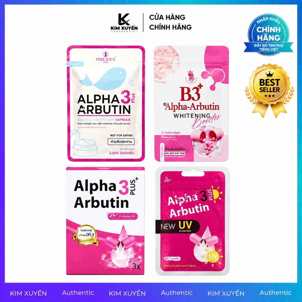 (P) Viên bột trộn kem dưỡng da body Alpha Arbutin - VĨ 10 VIÊN