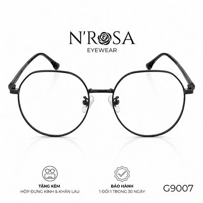 Gọng Kính Kim Loại N’ROSA G9007 – Form Đa Giác Bo Tròn Thanh Mảnh, Siêu Nhẹ, Phong Cách Trendy