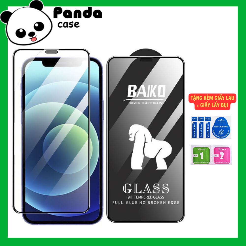 Kính cường lực iphone BAIKÔ, KK, tự hút bụi full màn CAO CẤP Cho ip 7P/8P/X/XS/XR/11/12/13/14/15/16/17/pro/promax