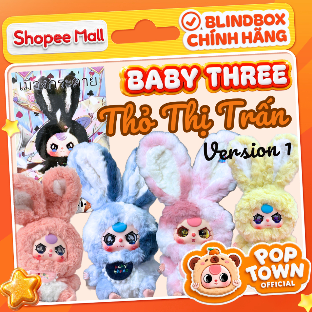 [HỎA TỐC] BABY THREE THỎ THỊ TRẤN V1 V3 V4 - Lily Rabbit Town-Blindbox,quà tặng, figure, gấu bông, đ