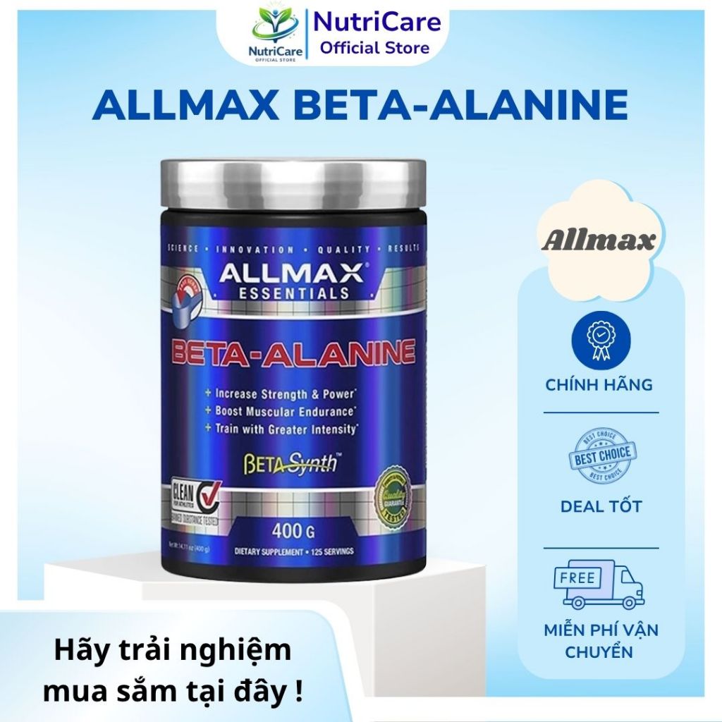 Allmax Beta-Alanine, 400g - Bột uống tăng cường sức bền, tăng hiệu suất luyện tập