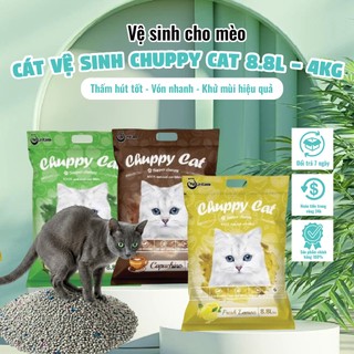 Cát vệ sinh cho mèo , Cát cho mèo CHUPPY Cat siêu vón cục và khử mùi 8.8l 4kg