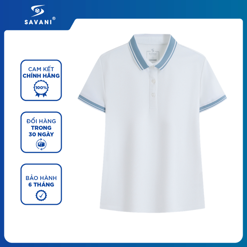 Áo Thun Polo Đồng Phục Nữ SAVANI Phối Viền, Chất Vải Mềm Mịn, Thấm Hút Mồ Hôi Tốt WPUA026S6
