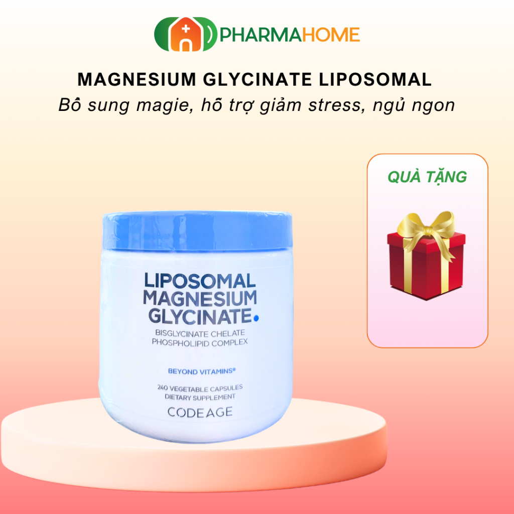 Viên uống Magie Codeage Liposomal Glycinate 240 viên của Mỹ - Bổ sung magie giúp ngủ ngon, giảm tê b