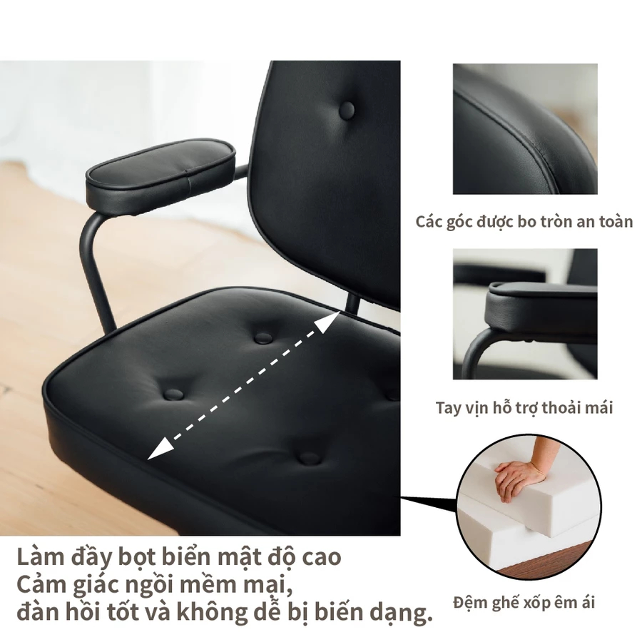 [FURNI HOME]  Ghế giám đốc, ghế văn phòng, ghế làm việc chân xoay bọc da PU cao cấp RICHOME CH1398BK