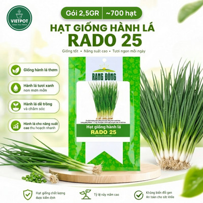 Hạt Giống Hành lá Rado, Vietpot, Gói 2.5gr, Dễ Trồng, Nảy Mầm, Thu Hoạch, Năng Suất Cao.