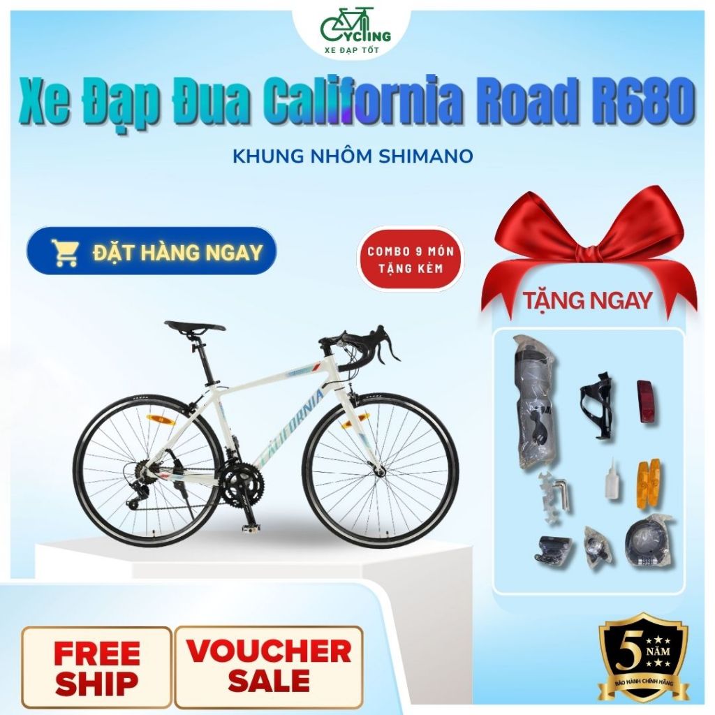 Xe Đạp Đua California Road R680 – Xe Road Bike 700C Nhôm 6061 Shimano 14 Tốc Độ Nhẹ Nhành