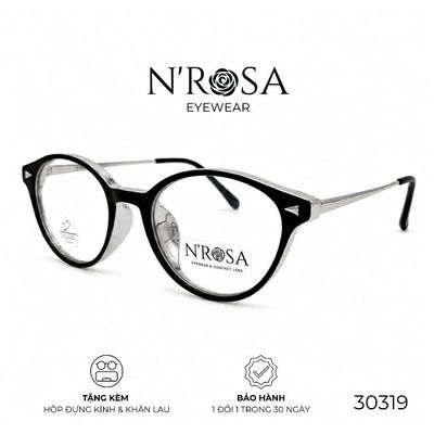 Gọng Kính N’ROSA 30319 – Form Tròn Bầu Hiện Đại, Nhựa Dẻo Cao Cấp Phối Càng Kim Loại Thanh Mảnh