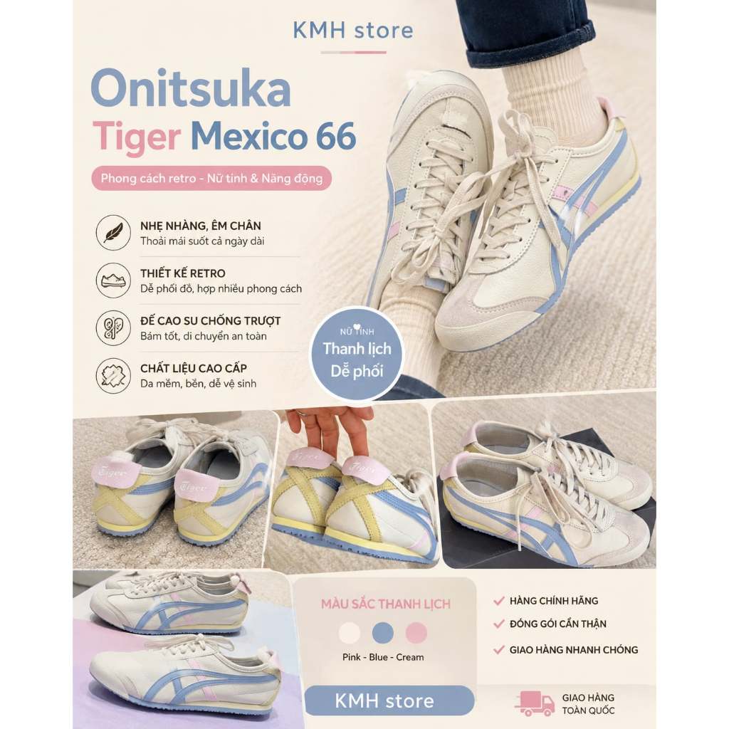 KMH store  [ Chính Hãng ] GIÀY   Onitsuka Tiger Mexico 66 White Blue Pink