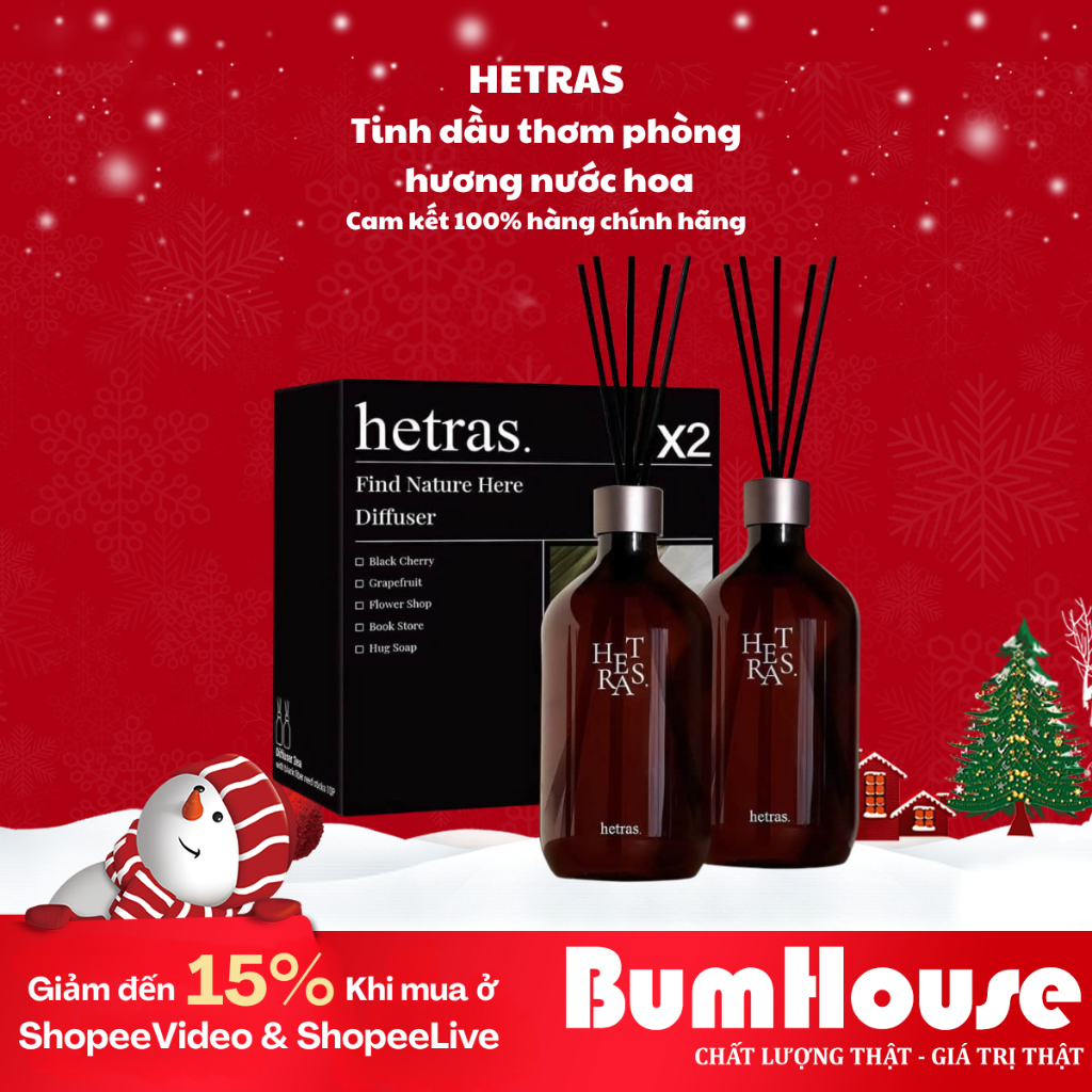 Tinh Dầu Thơm Phòng Hetras Premium Diffuser 500ml (Có Kèm Que cắm tinh dầu )