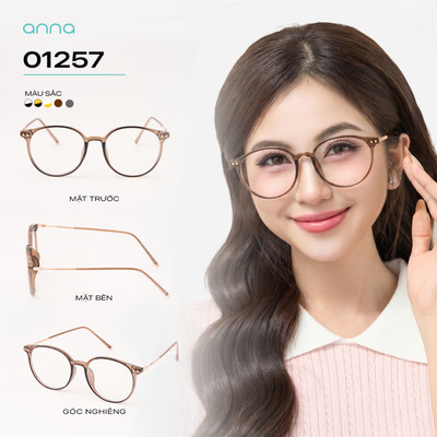 Gọng kính thời trang nữ ANNA dáng tròn chất liệu nhựa mix kim loại chắc chắn hiện đại OL 01257