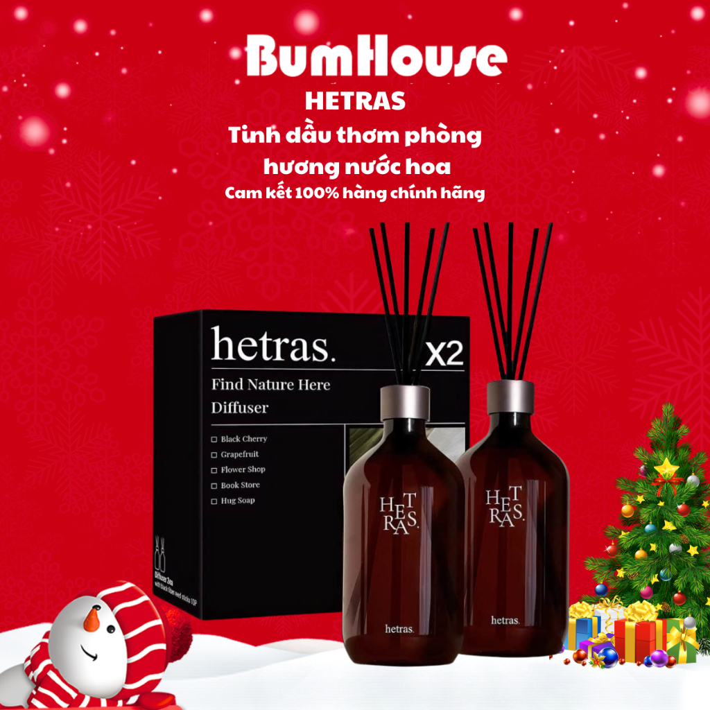 Tinh Dầu Thơm Phòng Hetras Premium Diffuser 500ml (Có Kem Que cắm tinh dầu)