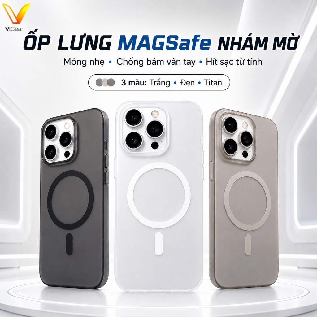 Ốp Điện Thoại Từ Tính ViGear Hỗ Trợ Sạc Không Dây, Ốp Lưng iPhone Nhựa Cứng…