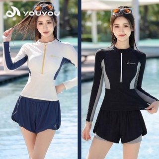 YouYou - Đồ Bơi Nữ Tay Dài Chống Nắng Cao Cấp - Set Đồ Bơi 2 Mảnh Quần Đùi Thể Thao Năng Động BK-609i