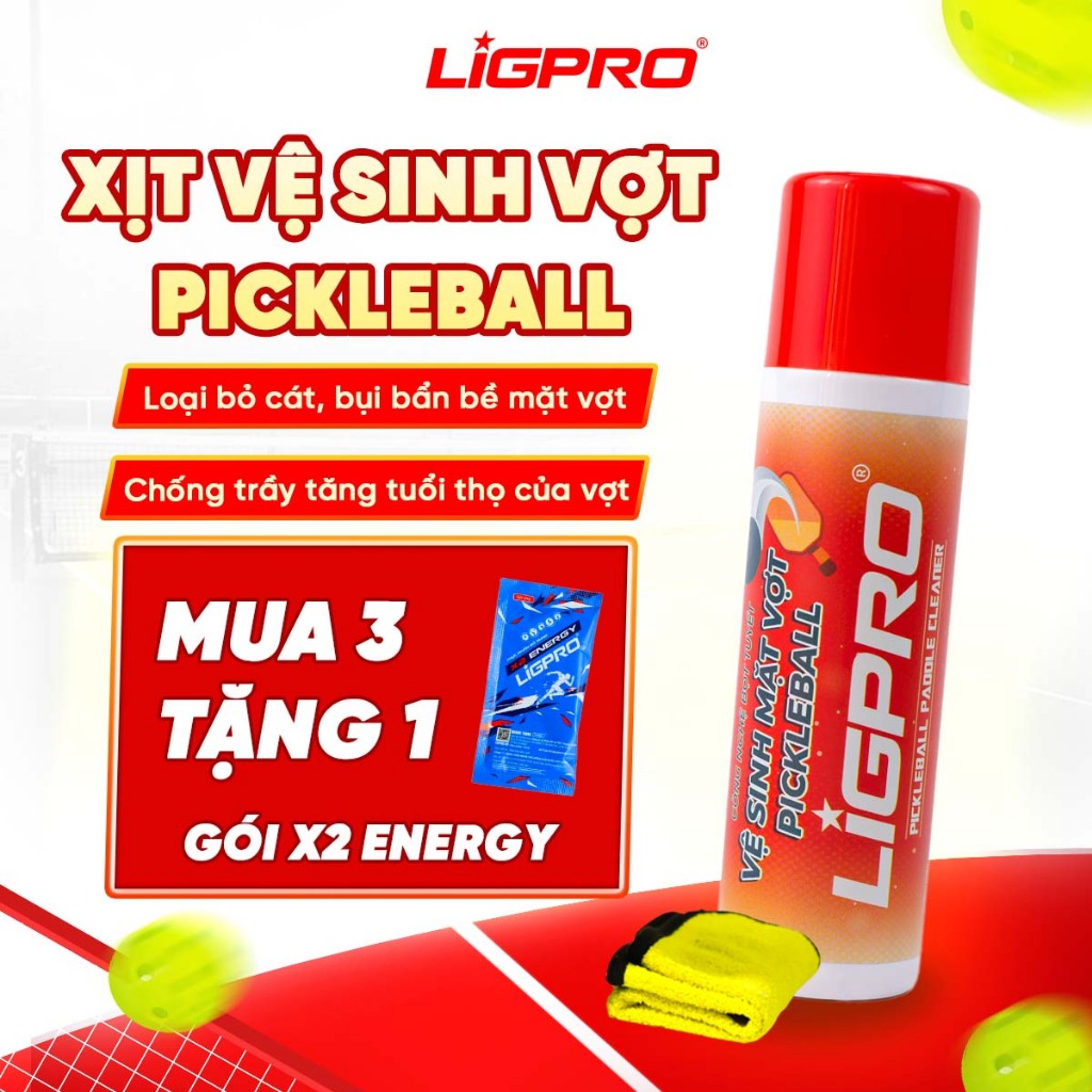 Bình Xịt Vệ Sinh Vợt Pickleball Bọt Tuyết NANO BẠC LIGPRO 200ml Làm Sạch Chống Trầy Mặt Vợt