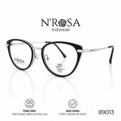 Gọng Kính N’ROSA 89013 – Dáng Mắt Mèo Phối Kim Loại Sang Chảnh, Form Tôn Dáng Mặt Nữ Tính