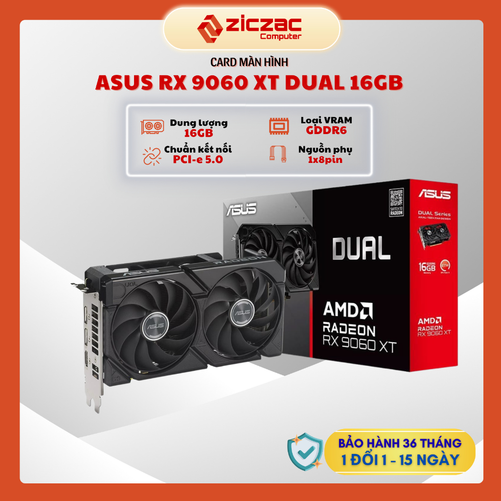 VGA ASUS Dual Radeon RX 9060 XT 16GB GDDR6 - Chính hãng