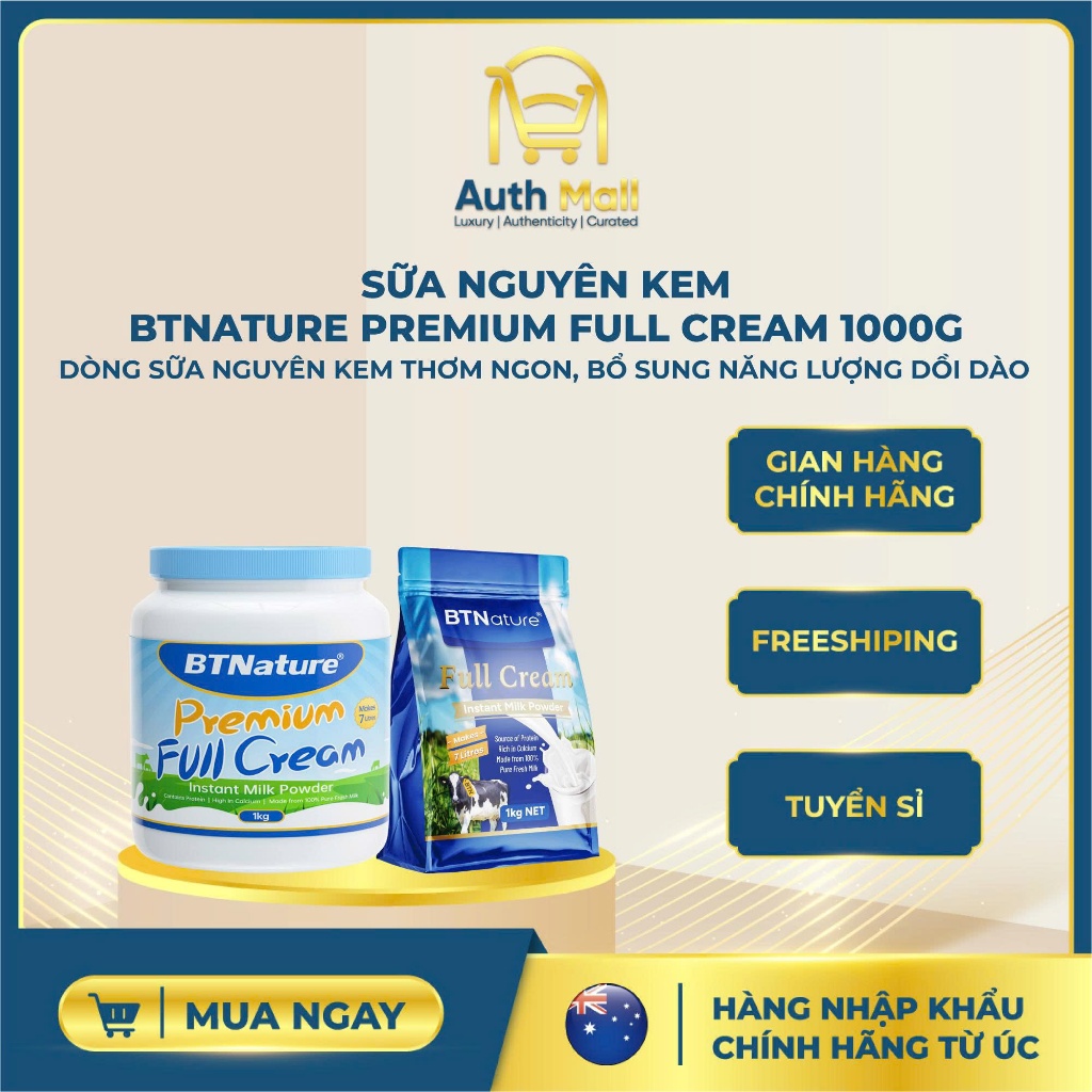 Sữa Nguyên Kem BTNature Premium Full Cream 1kg