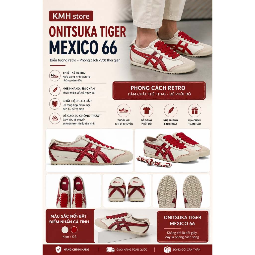 KMH store  [ Chính Hãng ]  Giày Onitsuka Tiger MEXICO 66 ''CREAM SAMBA'' [1183C391 100]
