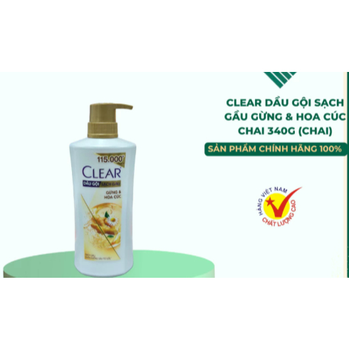 Dầu gội Clear gừng&hoa cúc 340g
