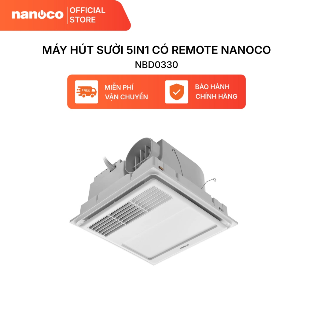 Máy hút sưởi 5in1 có remote Nanoco model NBD0330 (Lưu lượng gió 140 m³/h)