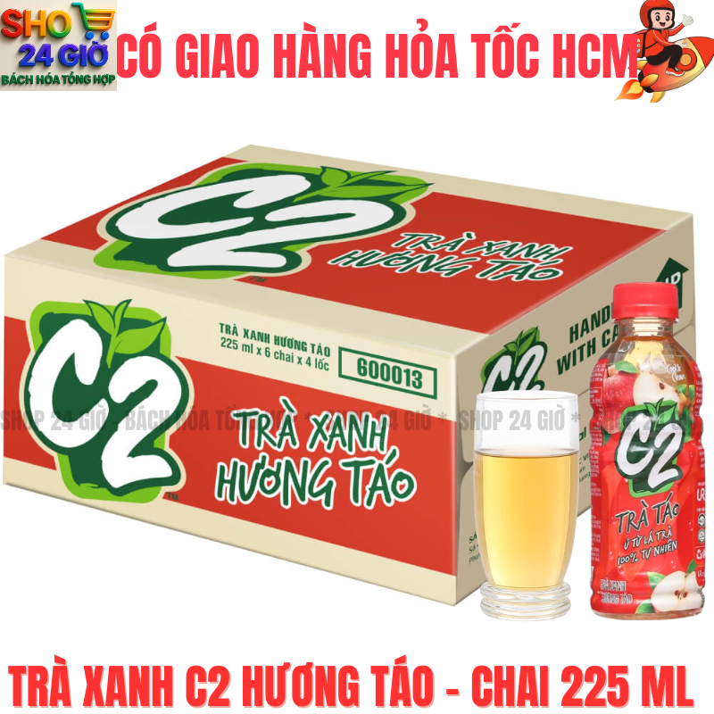 Trà Xanh C2 Vị Táo Thùng 24 Chai 225Ml