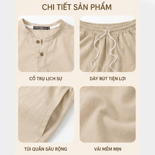 Bộ Đũi Nam Màu Be Cao Cấp Form Rộng - Mặc Mát Cả Ngày, Đi Chơi Đi Phố Cực Đẹp