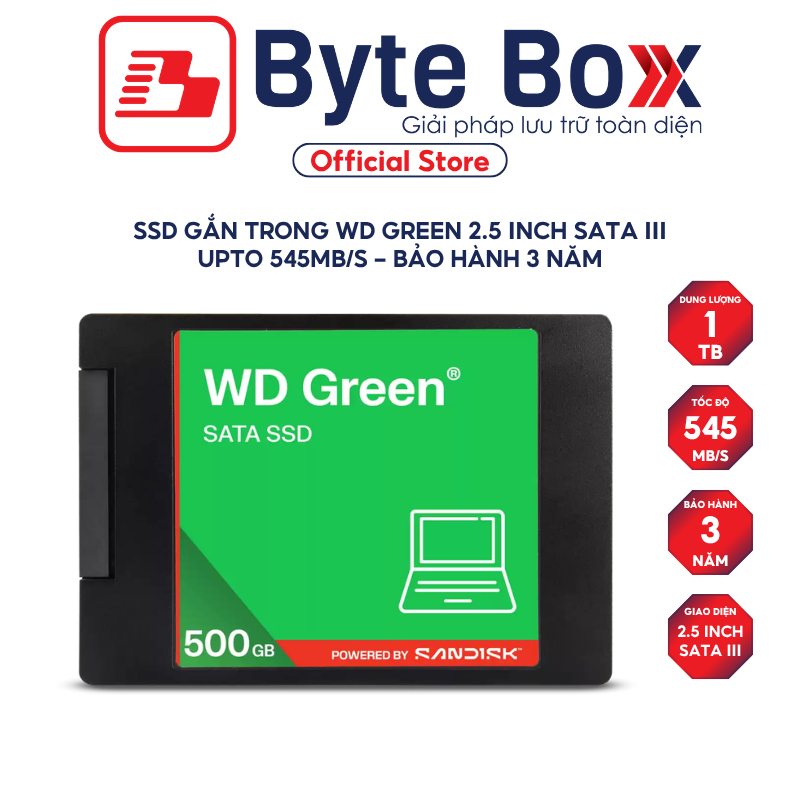 SSD gắn trong WD Green 2.5 inch SATA III 500GB/1TB  upto 545MB/s - Bảo Hành 3 năm
