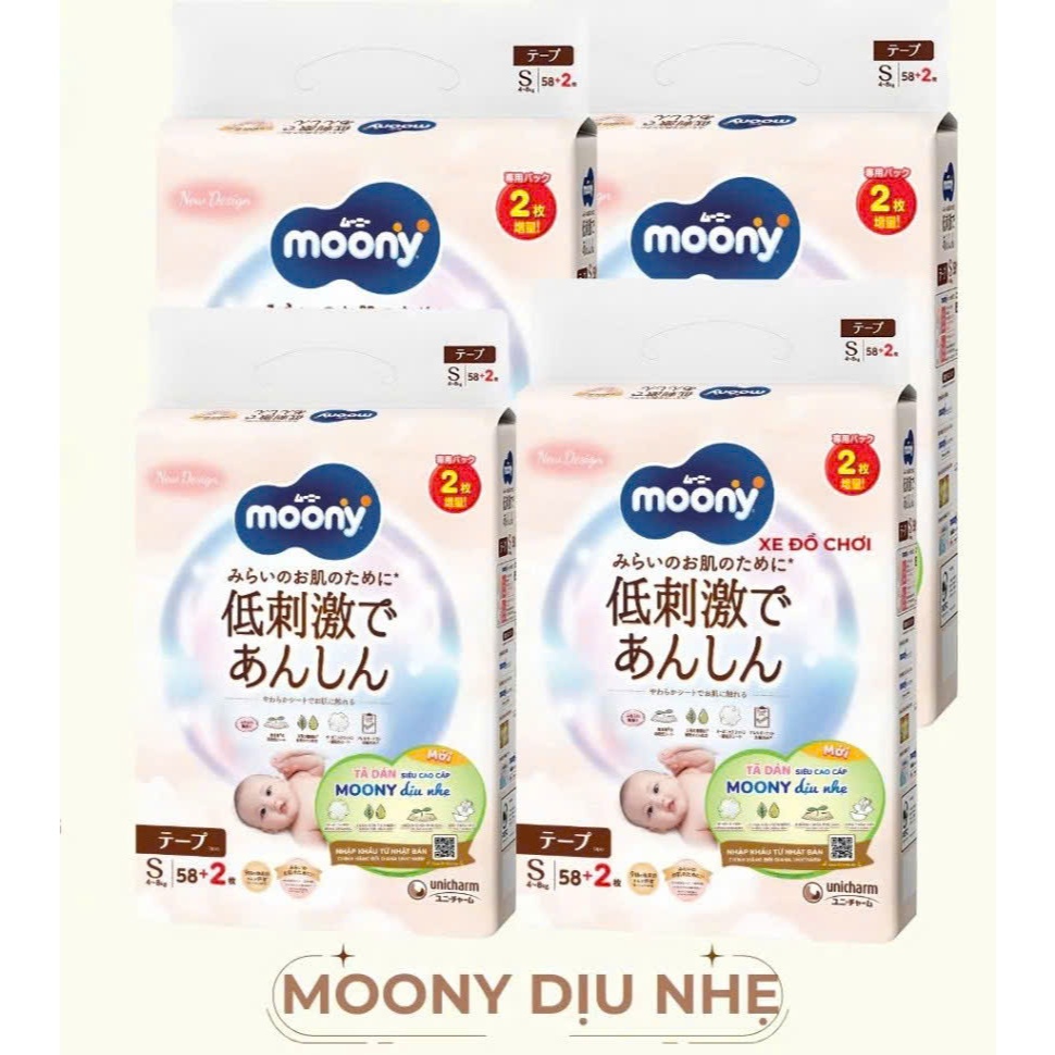 [COMBO 4 BỊCH] Bỉm Moony Dịu Nhẹ/ Moony trắng/ Moony Natural. Bỉm tã dán, bỉm tã quần siêu cao cấp.