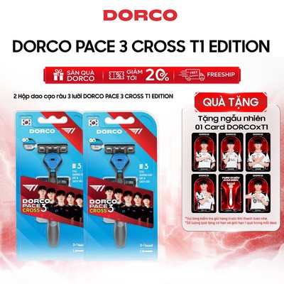 [Tặng-1-New-Card] Gồm 2 Bộ Dao Cạo Râu Hàn Quốc 3 Lưỡi DORCO PACE 3 CROSS T1 Edition