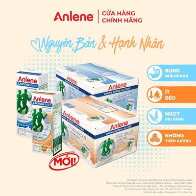 [Deal độc quyền ST Sơn Thạch] Combo 2 thùng 18 hộp sữa Anlene không đường Lactose vị nguyên bản và hạnh nhân (18x180ml)