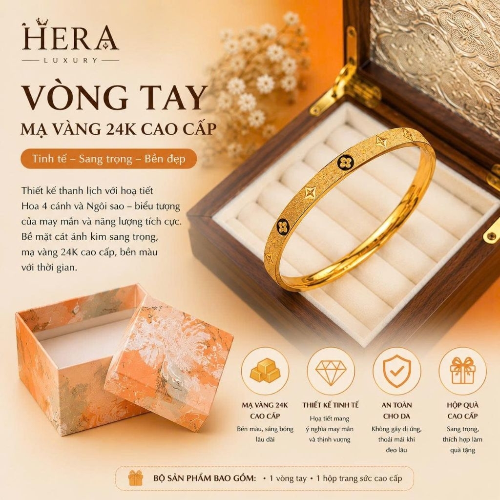 HERA ETOILE Vòng tay cỏ 4 lá Luxury
