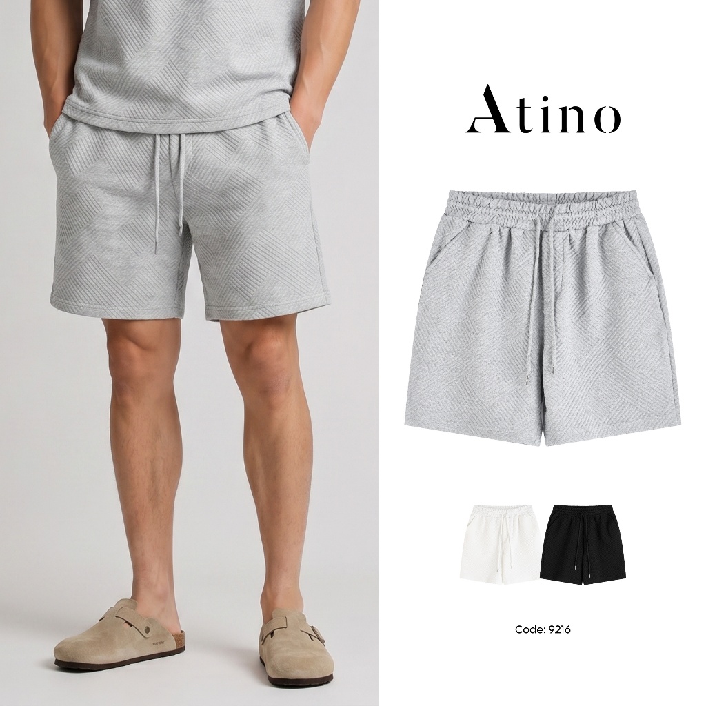 Quần Short Nam Local Brand ATINO Dệt Nổi Cao Cấp Dày Dặn Đứng Form L.3.9219