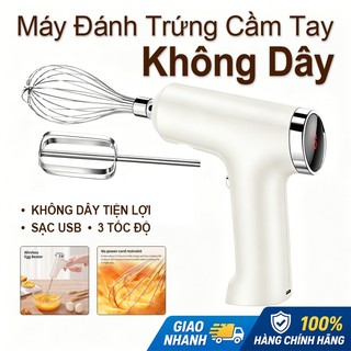 Máy đánh trứng cầm tay không dây | sạc usb | 3 tốc độ | đánh kem, đánh trứng mini tiện lợi