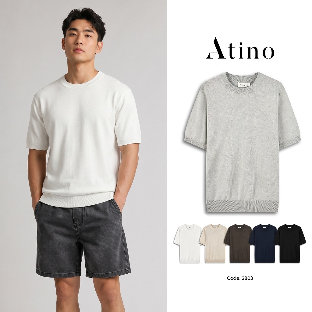 Áo Len Cộc Tay Nam ATINO Siêu Mềm Mát L.6.2803
