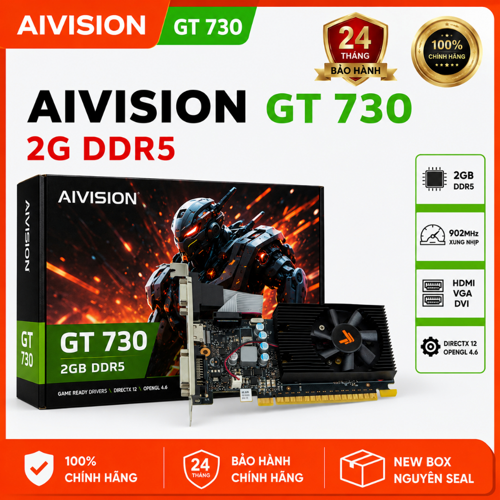 Card màn hình Winnfox / PCWinmax GT730 2G/D5 (DVI, HDMI, VGA) New Box bảo hành chính hãng 24 Tháng