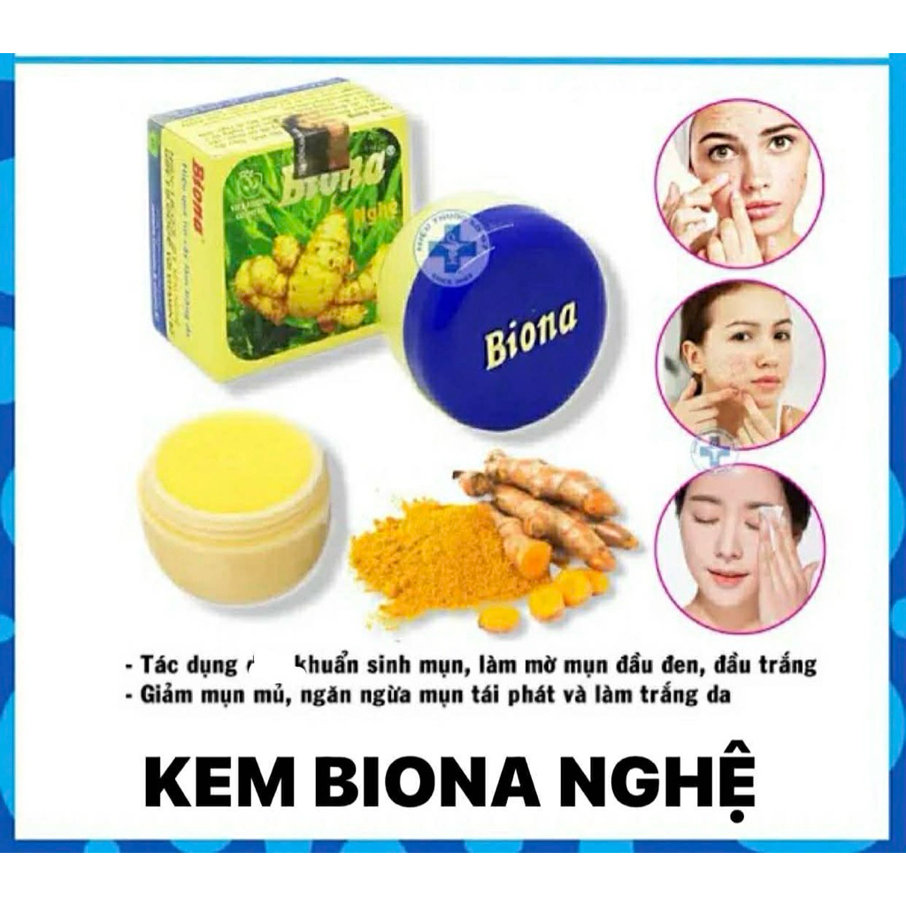 Kem Nghệ BIONA - Chiết Xuất Từ Thiên Nhiên, Giảm Thâm, Ngừa -Mụn, Nuôi Dưỡng Làn Da (Hũ 3g)Chính Hãn