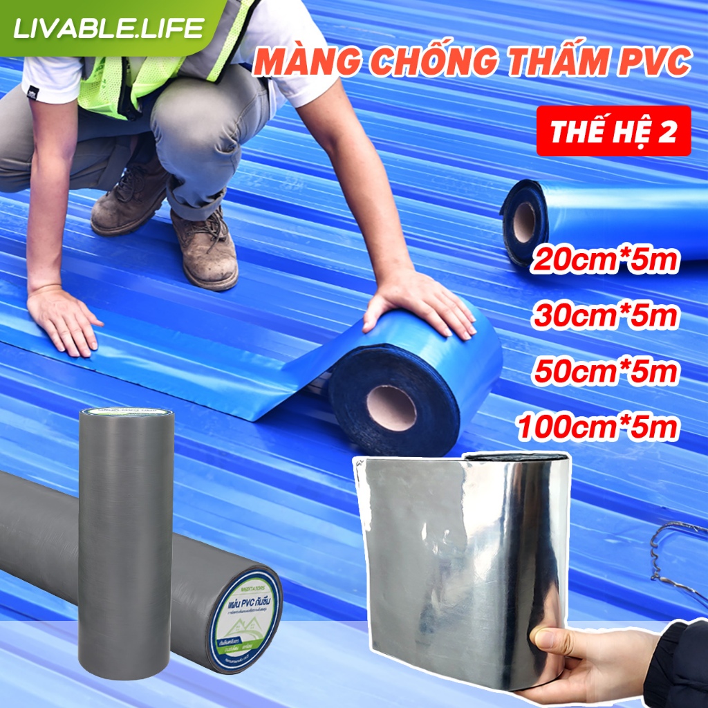 MÀNG CHỐNG THẤM PVC Chống BÃO SỐ 15 Băng keo dán  Miếng dán siêu dính Rộng20/30/50/100cm Mái Tôn Miế