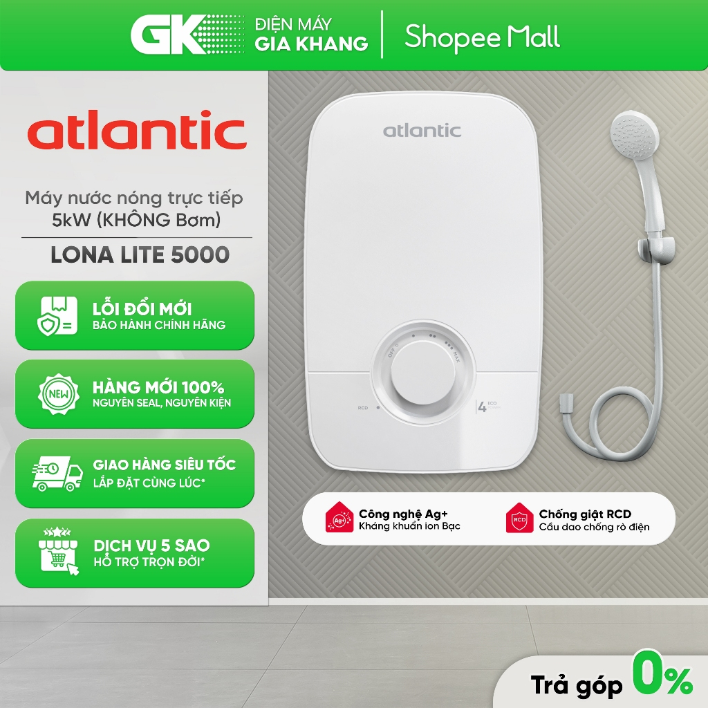 [ATLANTIC - Miễn Phí Công Lắp HCM] LONA PLUS 5000 | LONA LITE 5000 | LONA LITE 4000 - Máy Nước Nóng 