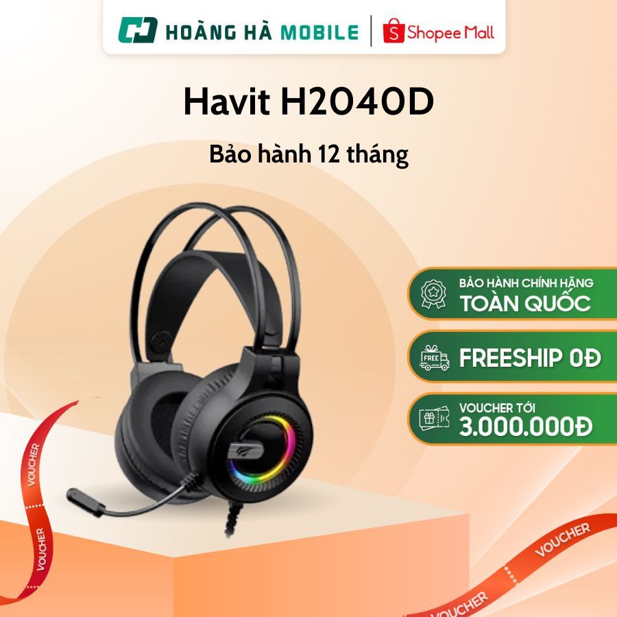 Tai nghe chụp tai có dây Gaming Havit H2040D - Chính hãng
