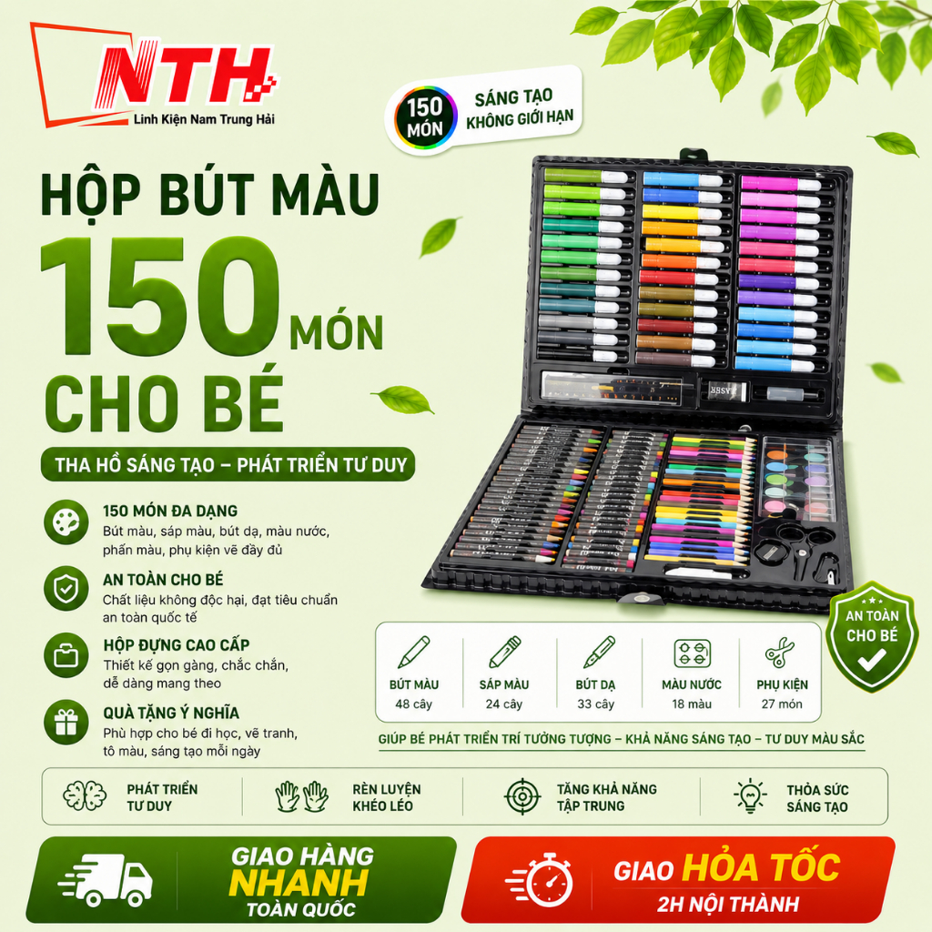 HỘP BÚT MÀU 150 MÓN CHO BÉ