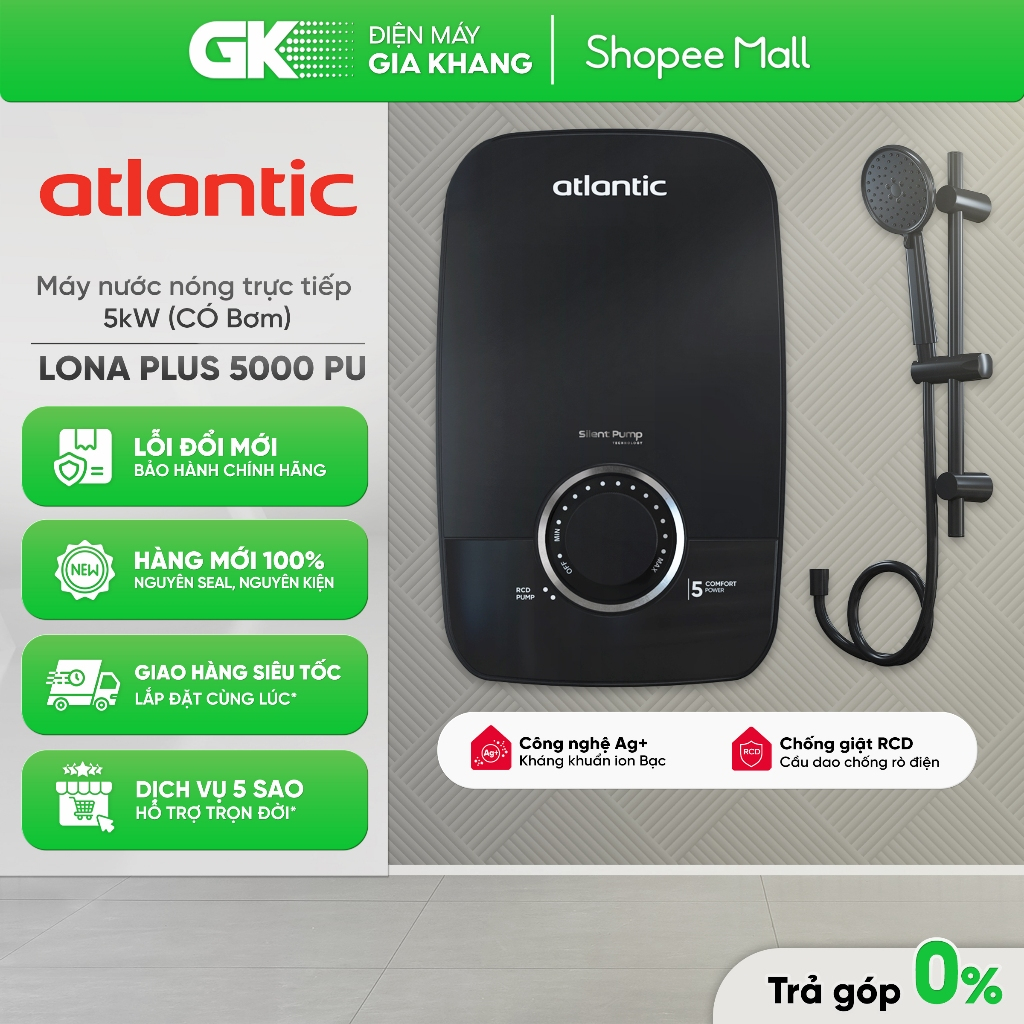 [ATLANTIC - Miễn Phí Công Lắp HCM] LITE 4000 PU | LITE 5000 PU | PLUS 5000 PU Máy Nước Nóng Trực Tiế