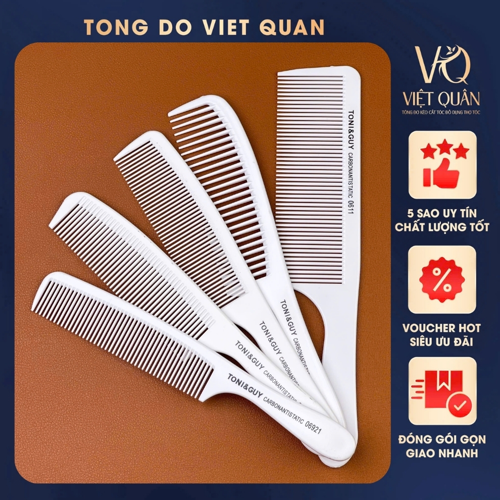 Lược Cắt tóc Nam Nữ Nhiều Mẫu Màu Trắng, Lược Cắt Tóc Nam Bản To Dành Cho Thợ Tóc