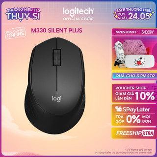 Chuột không dây logitech m330 silent plus - giảm ồn, usb, thuận tay phải, pc/ laptop