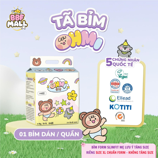 Tã/ Bỉm OHMI Dán/ Quần Hàn Quốc Cho Bé - Mềm Mịn , Siêu Thấm Hút, Khô Thoáng 12H