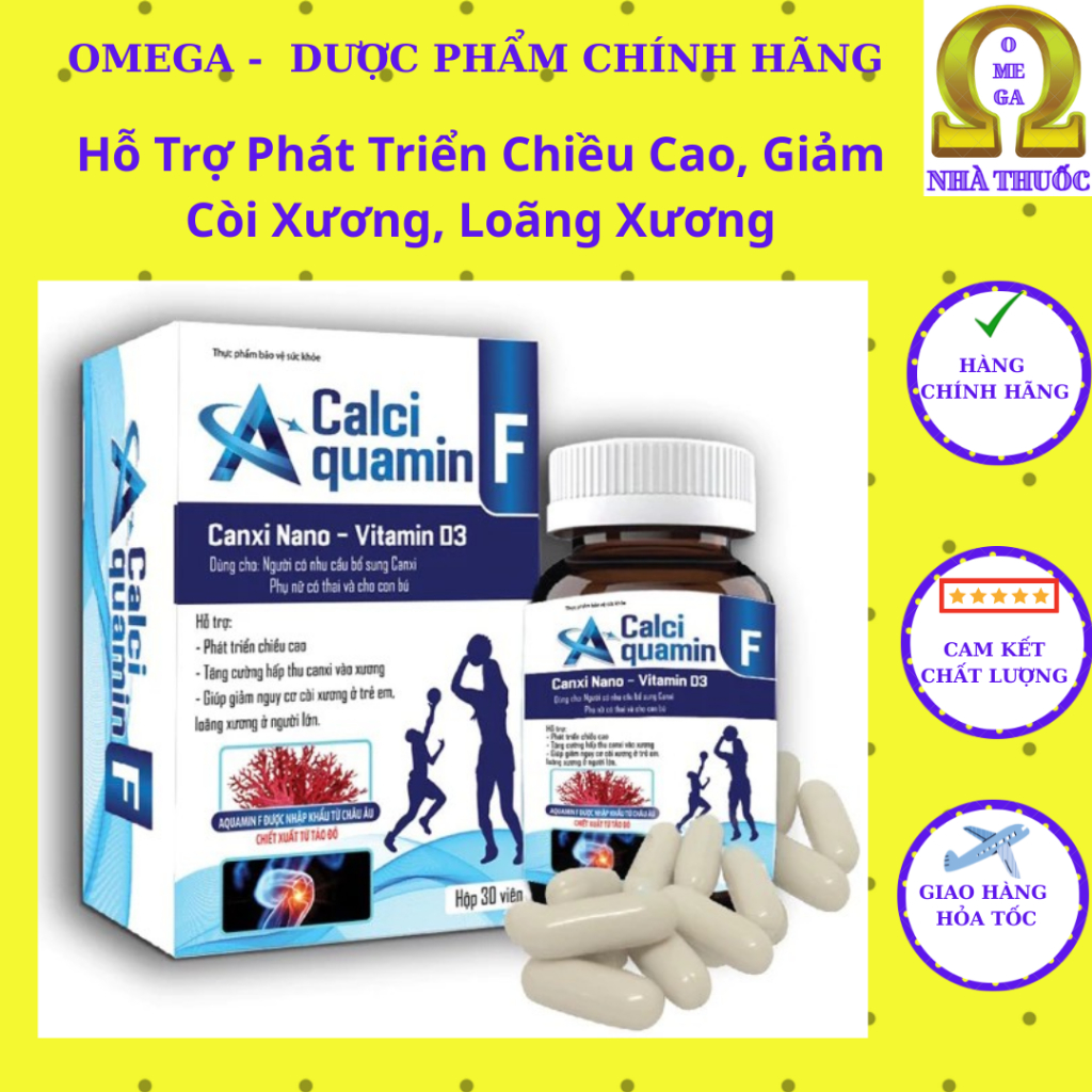 Viên Uống Calci Aquamin F (HSD 2029, 30v) - canxi Nano + Vitamin D3 Với Canxi Chiết Xuất Từ Tảo Đỏ K