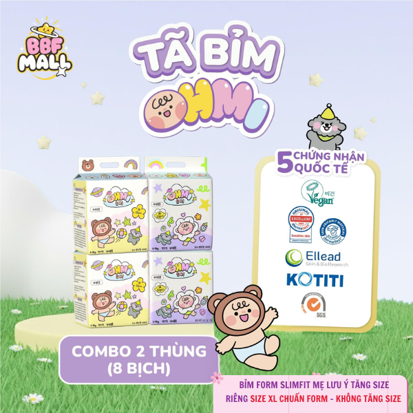 COMBO 2 Thùng Bỉm OHMI Hàn Quốc  Siêu Thấm Hút, Mềm Mại  - Đủ Size Cho Bé